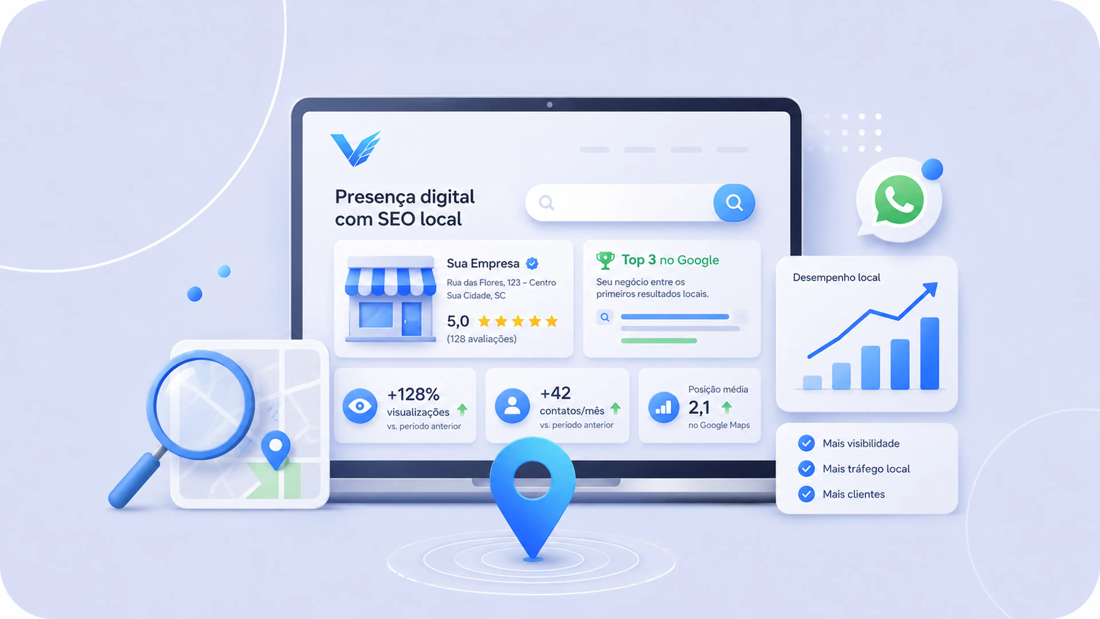 Projeto de presença digital com SEO local e captação pelo WhatsApp
